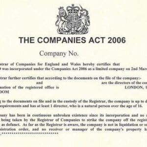 certificate good standing - Companies Act 2006